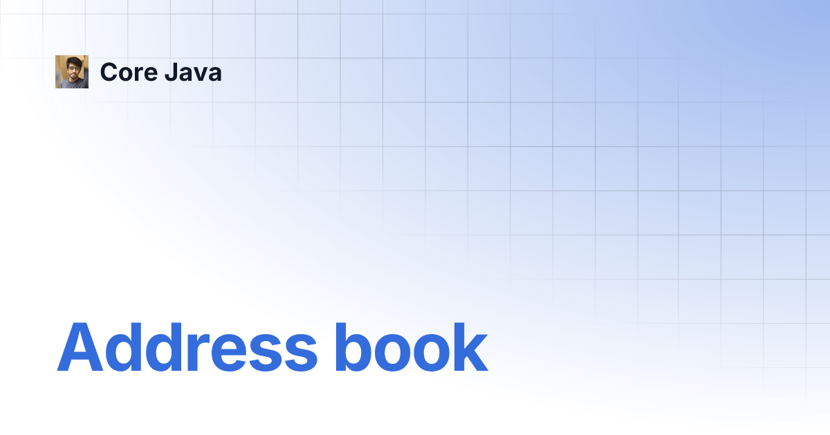 Address book Core Java